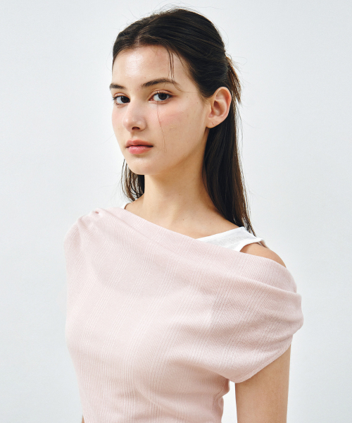 MONGDOL(モンドル)の「ダブルレイヤードワンショルダーTシャツライトピンクMDTS093LPINK(Tシャツ/カットソー・レディース・その他・F)」の7枚目の写真