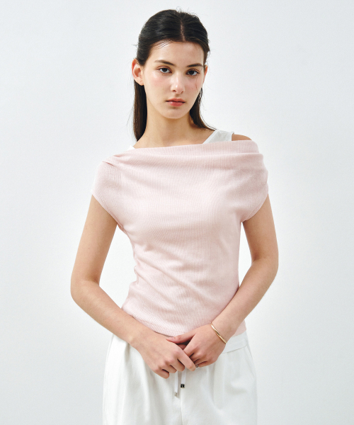 MONGDOL(モンドル)の「ダブルレイヤードワンショルダーTシャツライトピンクMDTS093LPINK(Tシャツ/カットソー・レディース・その他・F)」の8枚目の写真