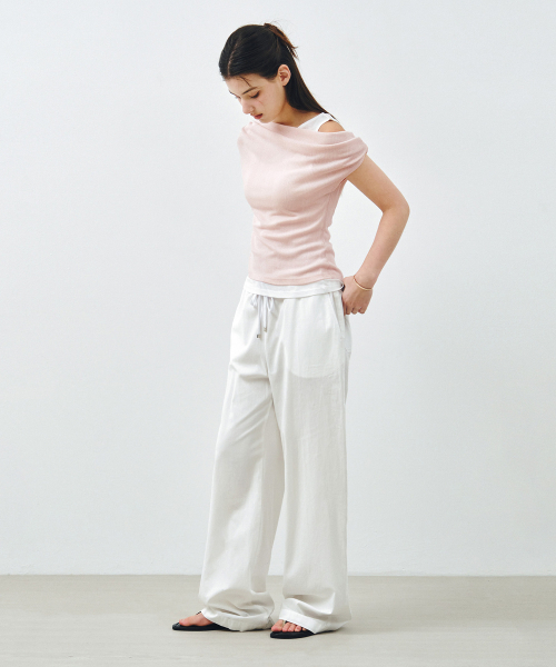 MONGDOL(モンドル)の「ダブルレイヤードワンショルダーTシャツライトピンクMDTS093LPINK(Tシャツ/カットソー・レディース・その他・F)」の2枚目の写真