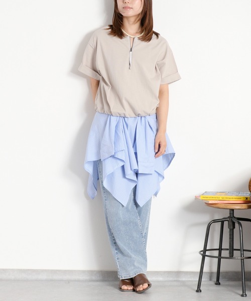 cepo(セポ)の「〈前後2way〉バルーンハーフジップ半袖トップス(Tシャツ/カットソー・レディース・ブラック/オフホワイト/グレー・M)」の12枚目の写真