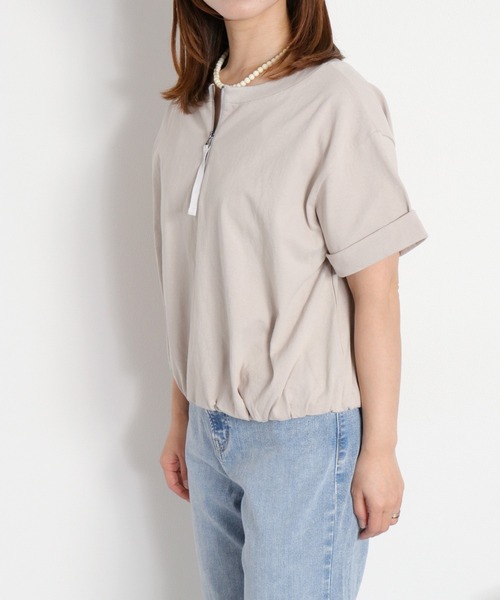 cepo(セポ)の「〈前後2way〉バルーンハーフジップ半袖トップス(Tシャツ/カットソー・レディース・ブラック/オフホワイト/グレー・M)」の7枚目の写真