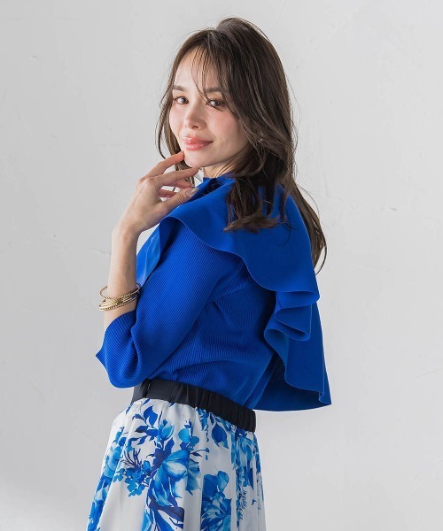 Viaggio Blu(ビアッジョブルー)の「ケープ付き5wayニット(ニット/セーター・レディース・ネイビー/ピンク・M/S)」の5枚目の写真