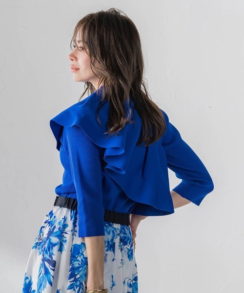 Viaggio Blu(ビアッジョブルー)の「ケープ付き5wayニット(ニット/セーター・レディース・ネイビー/ピンク・M/S)」の6枚目の写真