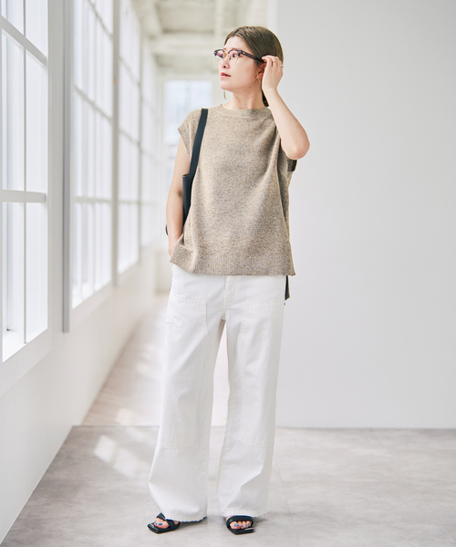 Spick & Span(スピックアンドスパン)の「《手洗い可》リネンミックスフレンチプルオーバー(ニット/セーター・レディース・ベージュ/ブルー系その他/ホワイト・FREE)」の9枚目の写真