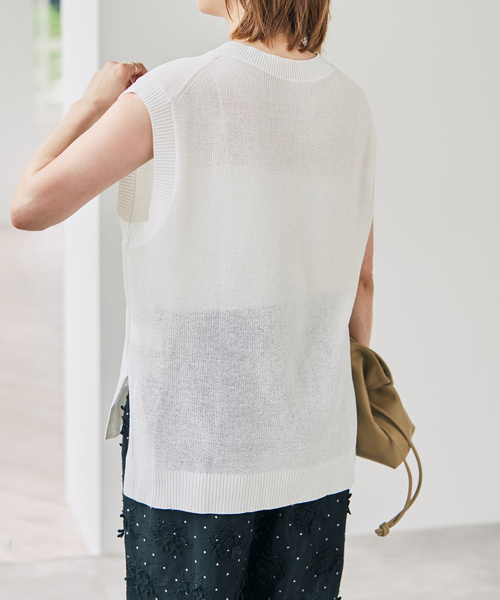 Spick & Span（スピックアンドスパン）の「《手洗い可》リネンミックスフレンチプルオーバー（ニット/セーター・レディース・ベージュ/ブルー系その他/ホワイト・FREE）」の10枚目の写真