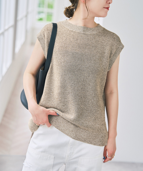 Spick & Span(スピックアンドスパン)の「《手洗い可》リネンミックスフレンチプルオーバー(ニット/セーター・レディース・ベージュ/ブルー系その他/ホワイト・FREE)」の5枚目の写真