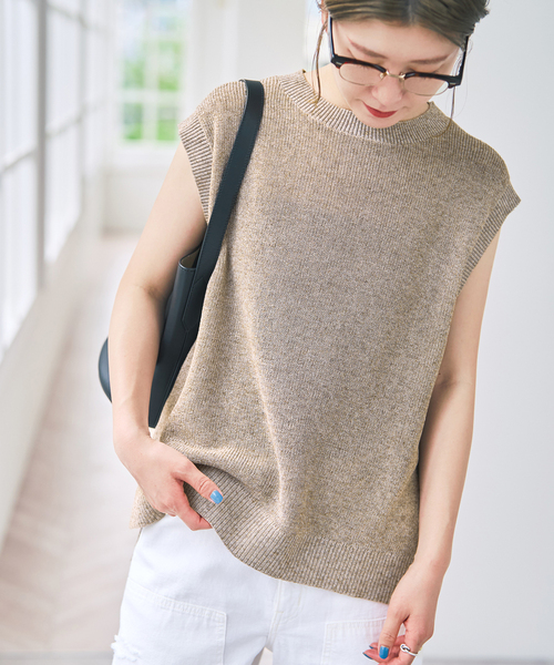 Spick & Span(スピックアンドスパン)の「《手洗い可》リネンミックスフレンチプルオーバー(ニット/セーター・レディース・ベージュ/ブルー系その他/ホワイト・FREE)」の6枚目の写真