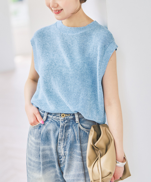 Spick & Span(スピックアンドスパン)の「《手洗い可》リネンミックスフレンチプルオーバー(ニット/セーター・レディース・ベージュ/ブルー系その他/ホワイト・FREE)」の12枚目の写真