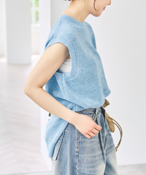Spick & Span(スピックアンドスパン)の「《手洗い可》リネンミックスフレンチプルオーバー(ニット/セーター・レディース・ベージュ/ブルー系その他/ホワイト・FREE)」の14枚目の写真