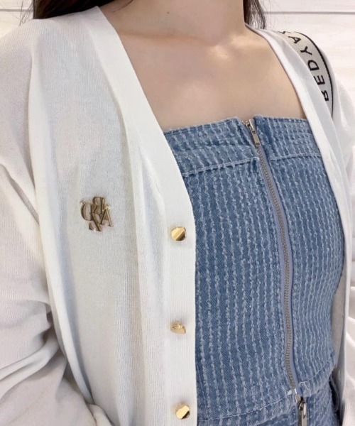 REDYAZEL（レディアゼル）の「レーザーカットデニムビスチェ×フレアロングスカートセットアップ（セットアップ・レディース・ホワイト/ネイビー/サックスブルー・SMALL/MEDIUM）」の12枚目の写真