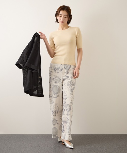 ROPE'（ロペ）の「コットンリブ5分袖ブルオーバー/イージーケア・二の腕カバー（ニット/セーター・レディース・ブラック/ベージュ/オレンジ・FREE）」の6枚目の写真