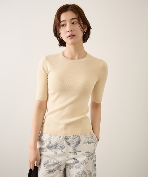 ROPE'（ロペ）の「コットンリブ5分袖ブルオーバー/イージーケア・二の腕カバー（ニット/セーター・レディース・ブラック/ベージュ/オレンジ・FREE）」の11枚目の写真