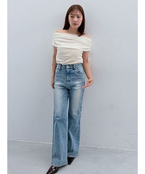 LAGUNAMOON(ラグナムーン)の「セミフレアデニムパンツ 【セットアップ対応】(デニムパンツ・レディース・ブルー/ブラック・MEDIUM/SMALL)」の7枚目の写真