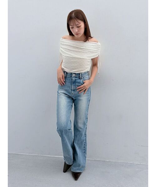 LAGUNAMOON(ラグナムーン)の「セミフレアデニムパンツ 【セットアップ対応】(デニムパンツ・レディース・ブルー/ブラック・MEDIUM/SMALL)」の8枚目の写真