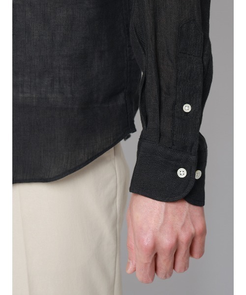 SUIT SQUARE(スーツスクエア)の「カッタウェイシャツ/長袖/ウォッシャブル/リネン/無地(ビジネスシャツ・メンズ・ブラック/サックスブルー/パープル/ホワイト・S/M/L/LL)」の21枚目の写真