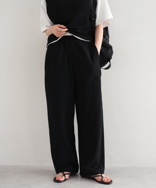 evernavy(エバーネイビー)の「コットンリネンイージーカーブパンツ(その他パンツ・レディース・カーキ/ブラック/クリーム・L/M)」の2枚目の写真