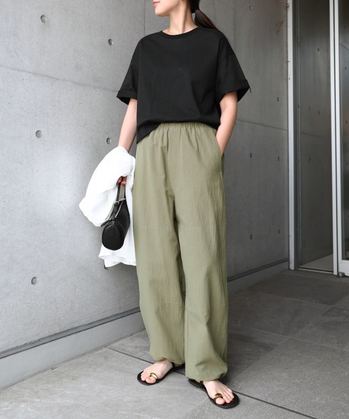 evernavy(エバーネイビー)の「コットンリネンイージーカーブパンツ(その他パンツ・レディース・カーキ/ブラック/クリーム・L/M)」の5枚目の写真