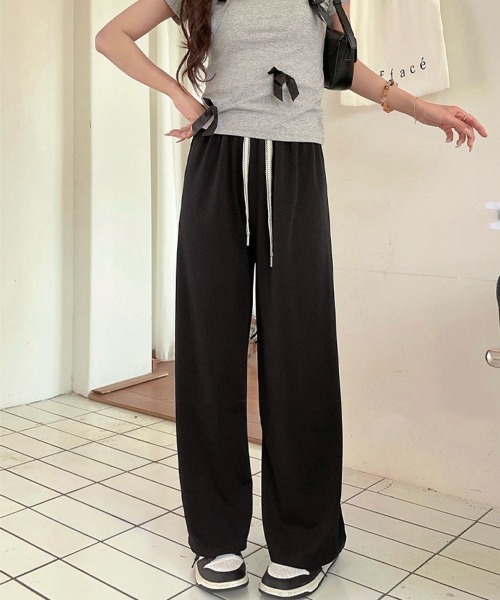 Miniministore(ミニミニストア)の「ワイドパンツ ハイウエスト レディース(スウェットパンツ・レディース・ブラック/ベージュ/ピンク/クリーム・XL/L/M)」の5枚目の写真