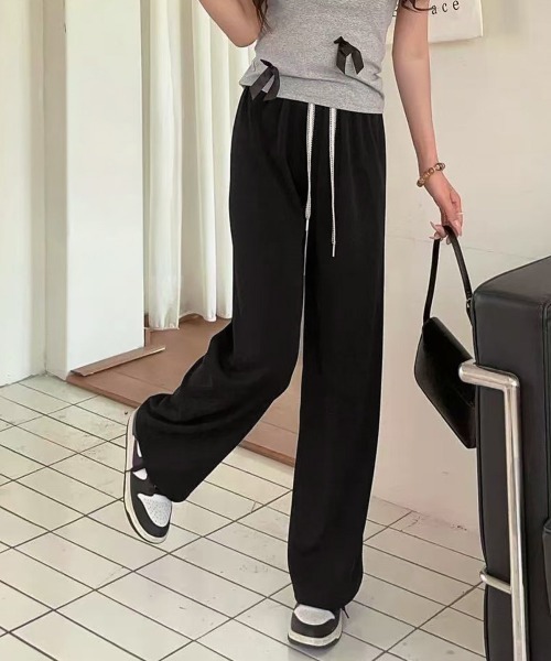 Miniministore(ミニミニストア)の「ワイドパンツ ハイウエスト レディース(スウェットパンツ・レディース・ブラック/ベージュ/ピンク/クリーム・XL/L/M)」の6枚目の写真