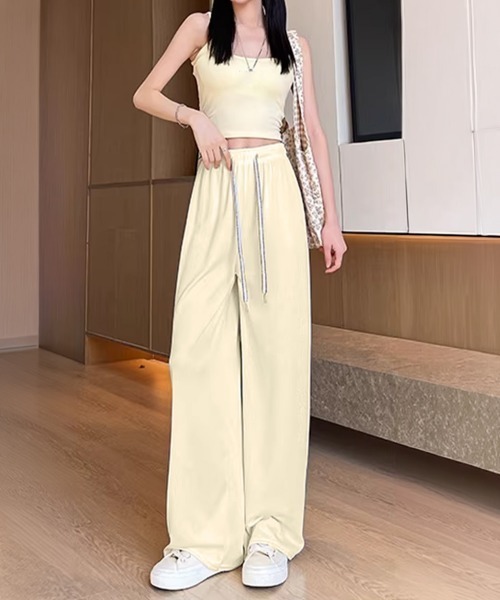 Miniministore(ミニミニストア)の「ワイドパンツ ハイウエスト レディース(スウェットパンツ・レディース・ブラック/ベージュ/ピンク/クリーム・XL/L/M)」の10枚目の写真