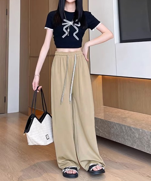 Miniministore(ミニミニストア)の「ワイドパンツ ハイウエスト レディース(スウェットパンツ・レディース・ブラック/ベージュ/ピンク/クリーム・XL/L/M)」の11枚目の写真