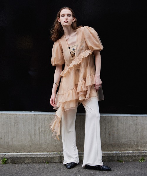 MAISON SPECIAL（メゾンスペシャル）の「Stretch Jersey Pants/ステッチジャージパンツ（スウェットパンツ・レディース・ブラック/アイボリー/ブルー・36/38）」の2枚目の写真