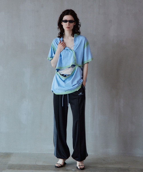 MAISON SPECIAL（メゾンスペシャル）の「Stretch Jersey Pants/ステッチジャージパンツ（スウェットパンツ・レディース・ブラック/アイボリー/ブルー・36/38）」の22枚目の写真