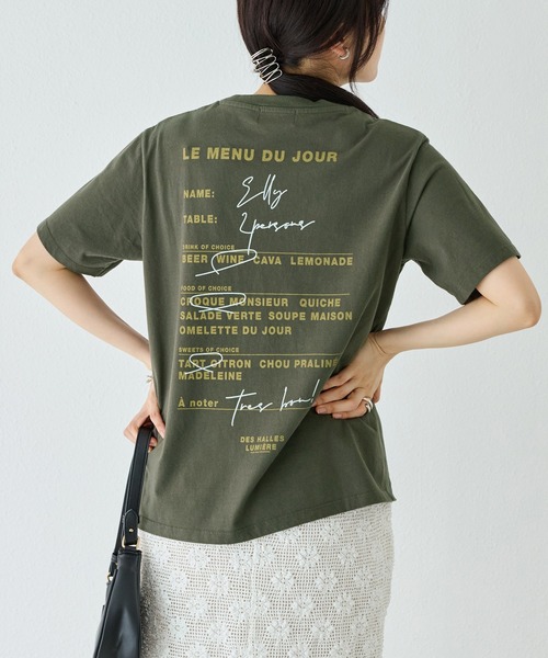 TRICOMER(トリコメル)の「【TRICOMER】DES HALLES LUMIERE TEE|ロゴT/バックプリント(Tシャツ/カットソー・レディース・チャコールグレー/ホワイト・F)」の2枚目の写真