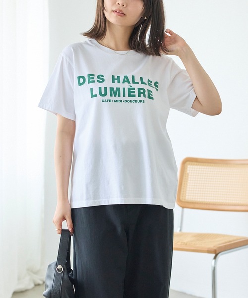 TRICOMER(トリコメル)の「【TRICOMER】DES HALLES LUMIERE TEE|ロゴT/バックプリント(Tシャツ/カットソー・レディース・チャコールグレー/ホワイト・F)」の19枚目の写真