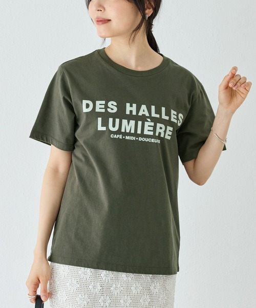 TRICOMER(トリコメル)の「【TRICOMER】DES HALLES LUMIERE TEE|ロゴT/バックプリント(Tシャツ/カットソー・レディース・チャコールグレー/ホワイト・F)」の4枚目の写真