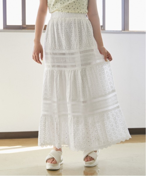 GORGE(ゴージ)の「《コットンレース×ティアード》ロングスカート/大人フェミニン/春夏/全2色(スカート・レディース・オフホワイト/ブラック・F)」の7枚目の写真