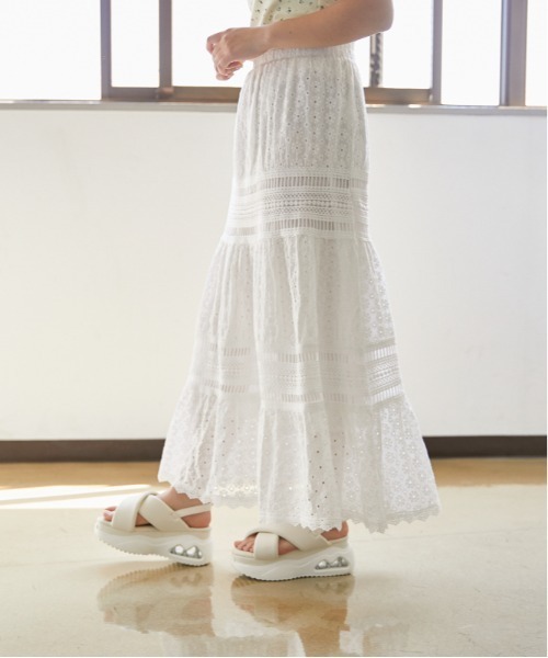 GORGE(ゴージ)の「《コットンレース×ティアード》ロングスカート/大人フェミニン/春夏/全2色(スカート・レディース・オフホワイト/ブラック・F)」の10枚目の写真