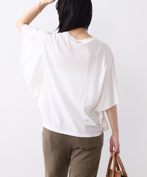 MICA&DEAL(マイカ&ディール)の「フリルスリーブTシャツ(Tシャツ/カットソー・レディース・ブラック/オフホワイト/ブラウン・FREE)」の8枚目の写真
