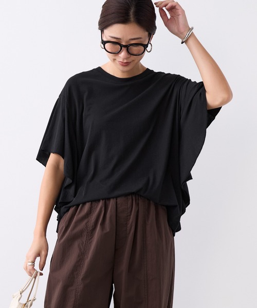 MICA&DEAL(マイカ&ディール)の「フリルスリーブTシャツ(Tシャツ/カットソー・レディース・ブラック/オフホワイト/ブラウン・FREE)」の22枚目の写真