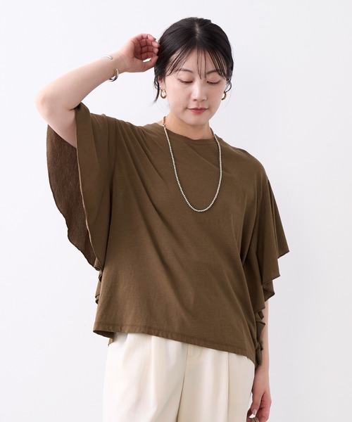 MICA&DEAL(マイカ&ディール)の「フリルスリーブTシャツ(Tシャツ/カットソー・レディース・ブラック/オフホワイト/ブラウン・FREE)」の14枚目の写真