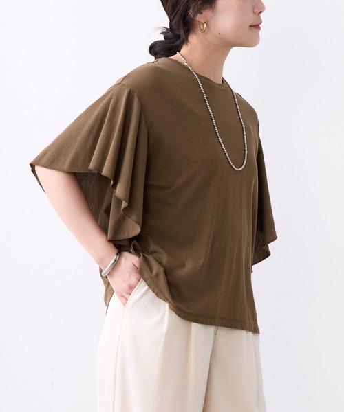 MICA&DEAL(マイカ&ディール)の「フリルスリーブTシャツ(Tシャツ/カットソー・レディース・ブラック/オフホワイト/ブラウン・FREE)」の15枚目の写真