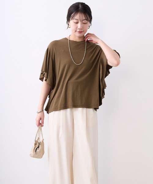 MICA&DEAL(マイカ&ディール)の「フリルスリーブTシャツ(Tシャツ/カットソー・レディース・ブラック/オフホワイト/ブラウン・FREE)」の18枚目の写真