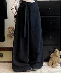 ウエストベルトデザインワイドパンツ
