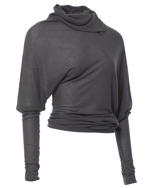 FLAREUP(フレアアップ)の「Sheer Asymmetrical Long Sleeve (FL-175_Charcoal)(Tシャツ/カットソー・レディース・チャコール・OS)」の8枚目の写真