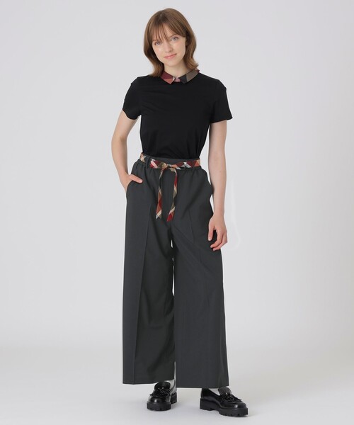 BLUE LABEL CRESTBRIDGE(ブルーレーベルクレストブリッジ)の「【一部店舗限定】ハイカウントナノストレッチワイドパンツ(その他パンツ・レディース・ブラック/ベージュ・38/36)」の3枚目の写真