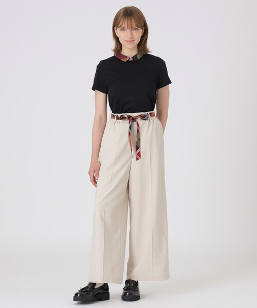 BLUE LABEL CRESTBRIDGE(ブルーレーベルクレストブリッジ)の「【一部店舗限定】ハイカウントナノストレッチワイドパンツ(その他パンツ・レディース・ブラック/ベージュ・38/36)」の10枚目の写真
