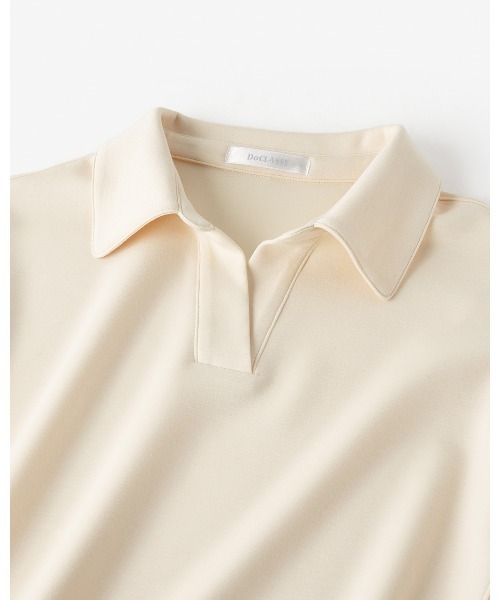 DoCLASSE( ドゥクラッセ)の「シルキーダンボール・スキッパー(Tシャツ/カットソー・レディース・ライトベージュ/イエロー・LL/3L)」の3枚目の写真