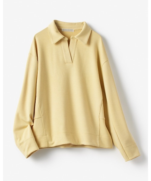DoCLASSE( ドゥクラッセ)の「シルキーダンボール・スキッパー(Tシャツ/カットソー・レディース・ライトベージュ/イエロー・LL/3L)」の11枚目の写真