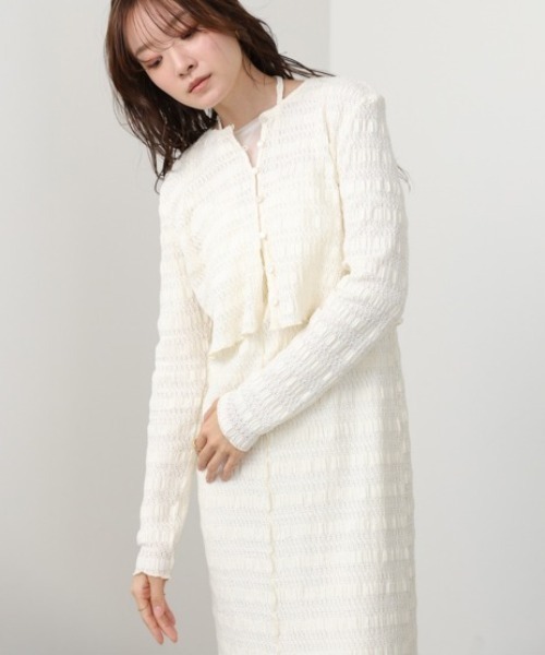 Bab(バブ)の「【選べるサイズ展開】配色メローカーディガン+ワンピースSET(ワンピース・レディース・ブラック/ブルー/アイボリー・MEDIUM/SMALL)」の9枚目の写真