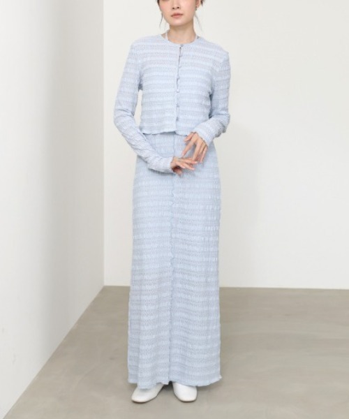 Bab(バブ)の「【選べるサイズ展開】配色メローカーディガン+ワンピースSET(ワンピース・レディース・ブラック/ブルー/アイボリー・MEDIUM/SMALL)」の16枚目の写真