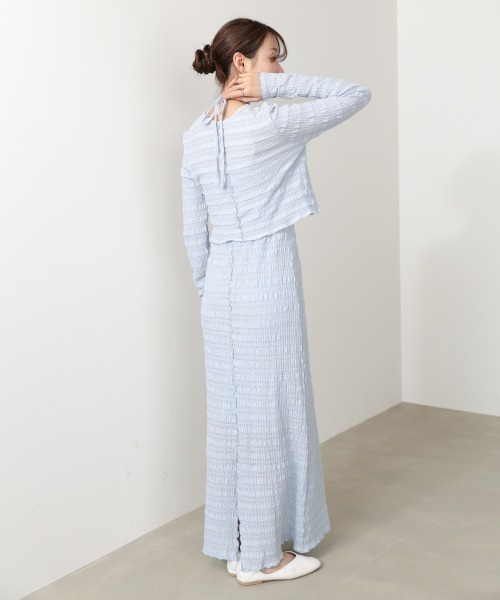 Bab(バブ)の「【選べるサイズ展開】配色メローカーディガン+ワンピースSET(ワンピース・レディース・ブラック/ブルー/アイボリー・MEDIUM/SMALL)」の18枚目の写真