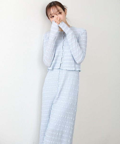 Bab(バブ)の「【選べるサイズ展開】配色メローカーディガン+ワンピースSET(ワンピース・レディース・ブラック/ブルー/アイボリー・MEDIUM/SMALL)」の19枚目の写真