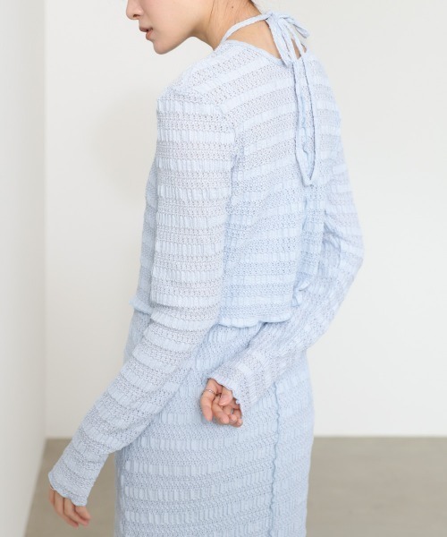 Bab(バブ)の「【選べるサイズ展開】配色メローカーディガン+ワンピースSET(ワンピース・レディース・ブラック/ブルー/アイボリー・MEDIUM/SMALL)」の20枚目の写真