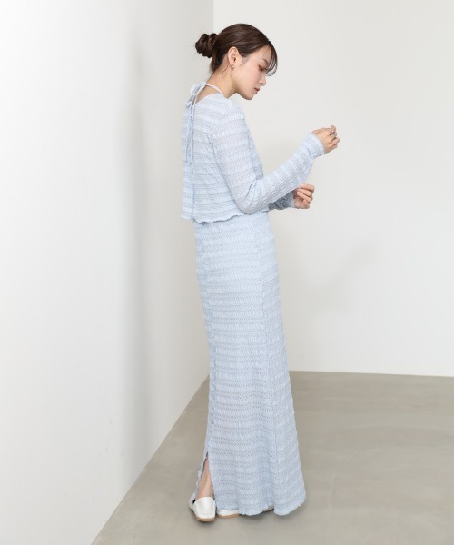Bab(バブ)の「【選べるサイズ展開】配色メローカーディガン+ワンピースSET(ワンピース・レディース・ブラック/ブルー/アイボリー・MEDIUM/SMALL)」の21枚目の写真
