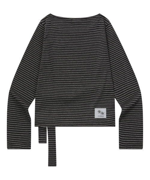 COIRIS（コイリス）の「ラエトストラップストライプロングスリーブTシャツ（2カラー）（Tシャツ/カットソー・レディース・チャコールグレー/ブラック・FREE）」の3枚目の写真